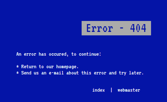 404 страница, оформленная под синий экран смерти