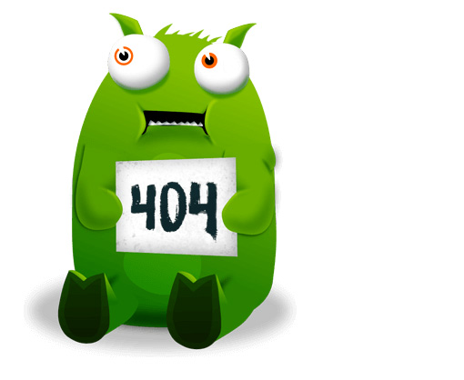 404 страница с анимацией - зеленый монстр